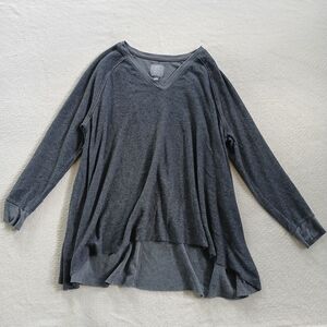 aerie Charcoal Gray V-Neck Lightweight Sweatshirt Top
